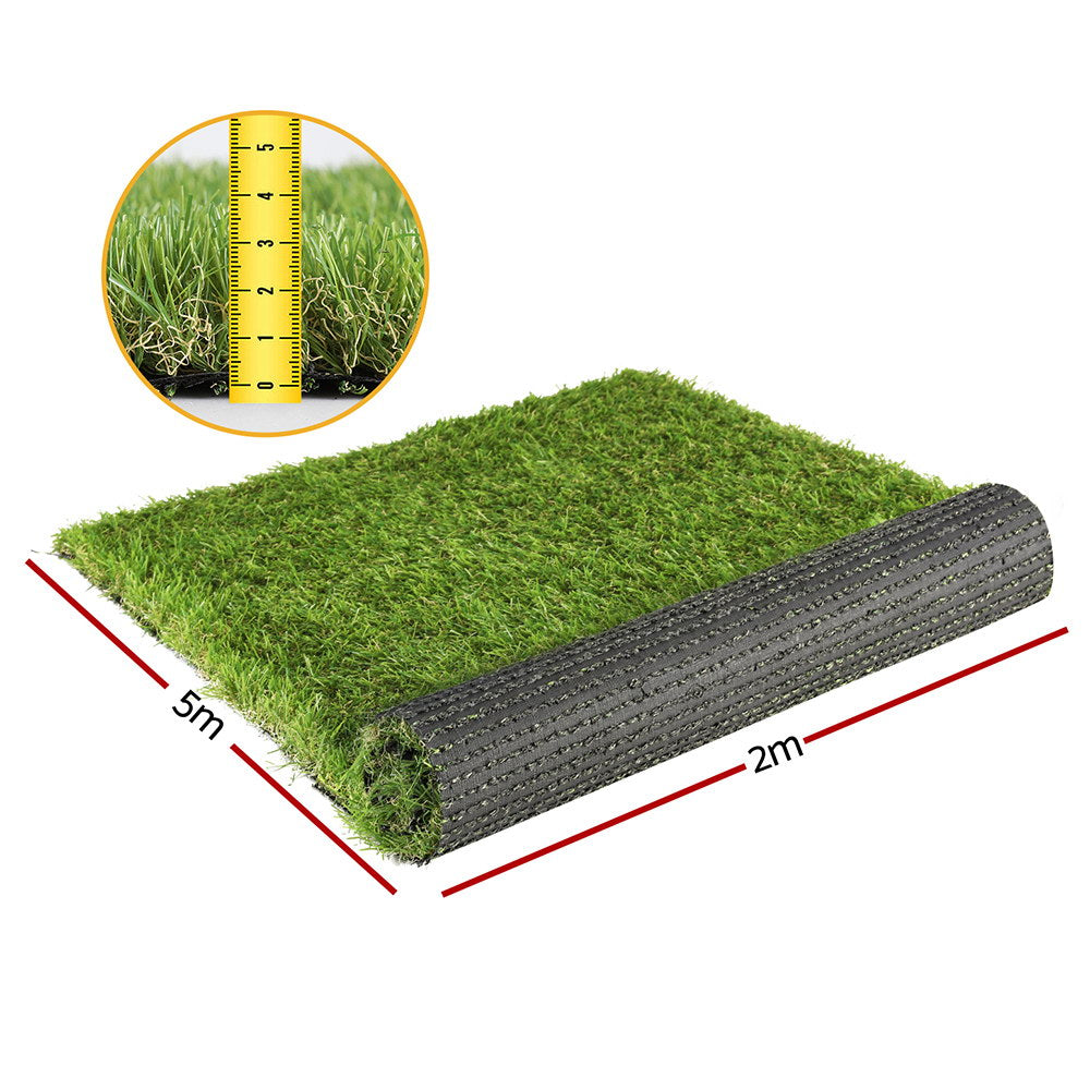 Artificial Grass: Prime Turf Artificial Grass 35mm 2mx5m Synthetic Fake Lawn Turf Plastic Plant 4-coloured