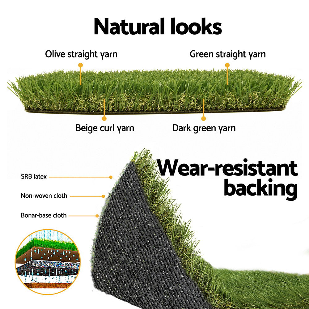 Artificial Grass: Prime Turf Artificial Grass 45mm 2mx5m Synthetic Fake Lawn Turf Plastic Plant 4-coloured