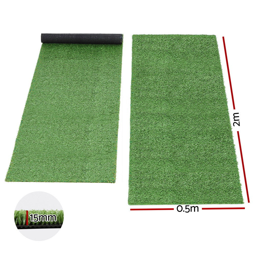 Artificial Grass: Prime Turf Artificial Grass Turf Rug Fake Grass 2 Rolls 15mm Height 50cm x 2m Indoor Outdoor Synthetic Grass Mat Carpet with Drainage Holes Plastic Plant