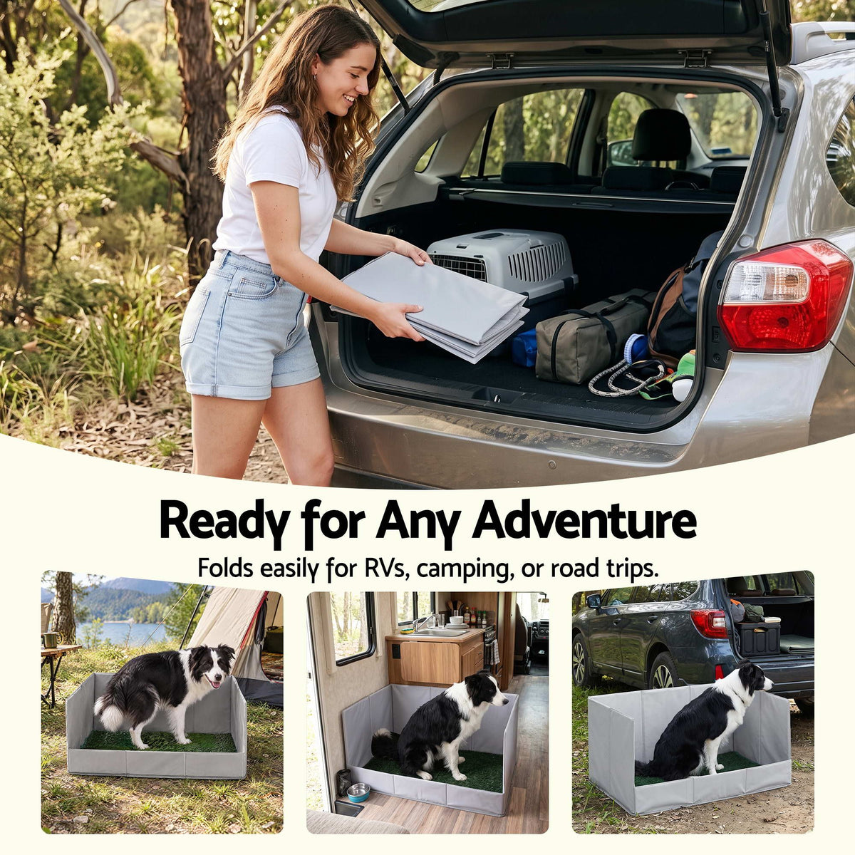Prime Turf Foldable Dog Grass Potty Pad High Wall Tray for Apartment Balcony RV travel L