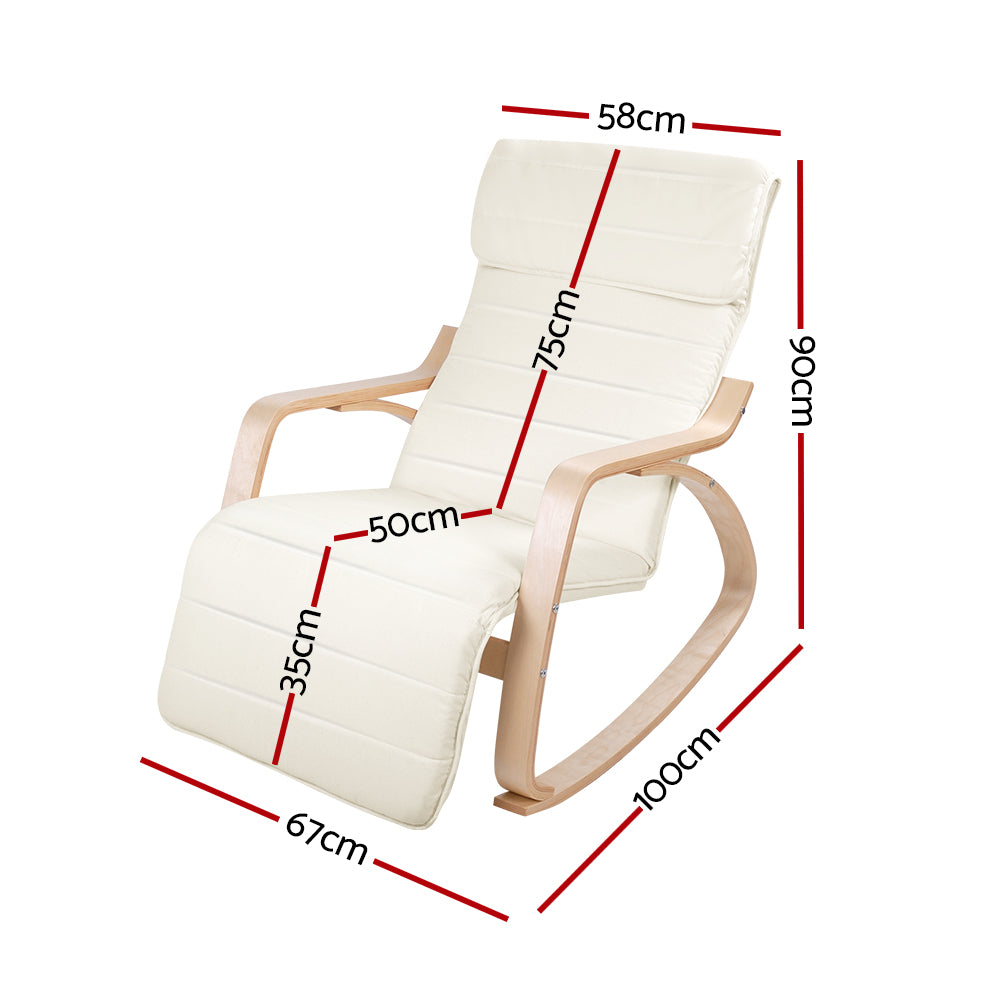 Arm Chairs & Recliners: Artiss Rocking Armchair Footrest Nursing Beige Afton