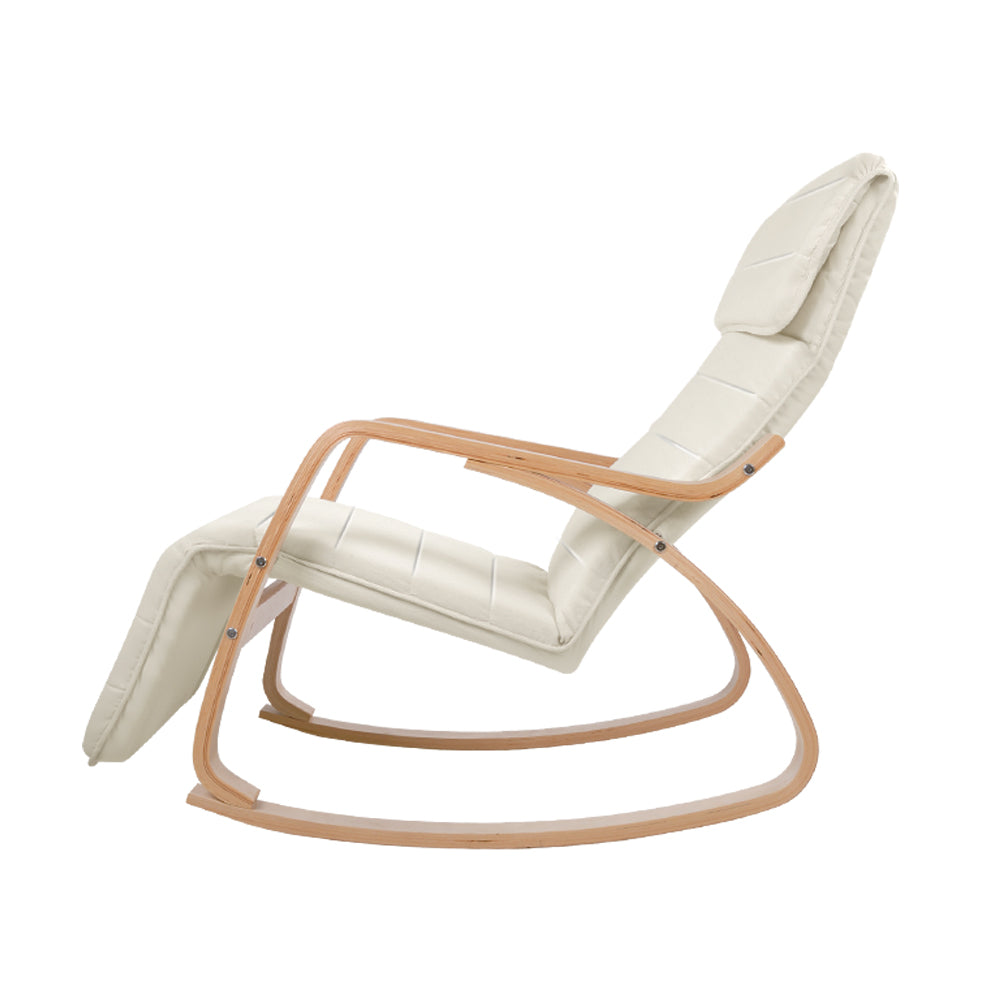 Arm Chairs & Recliners: Artiss Rocking Armchair Footrest Nursing Beige Afton