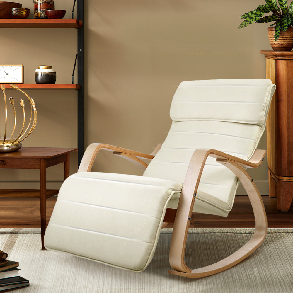 Arm Chairs & Recliners: Artiss Rocking Armchair Footrest Nursing Beige Afton
