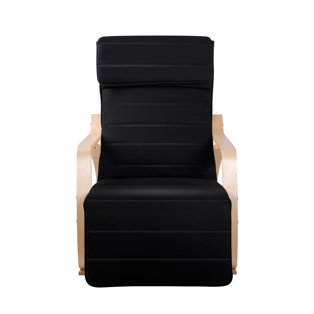 Arm Chairs & Recliners: Artiss Rocking Armchair Footrest Nursing Black Afton