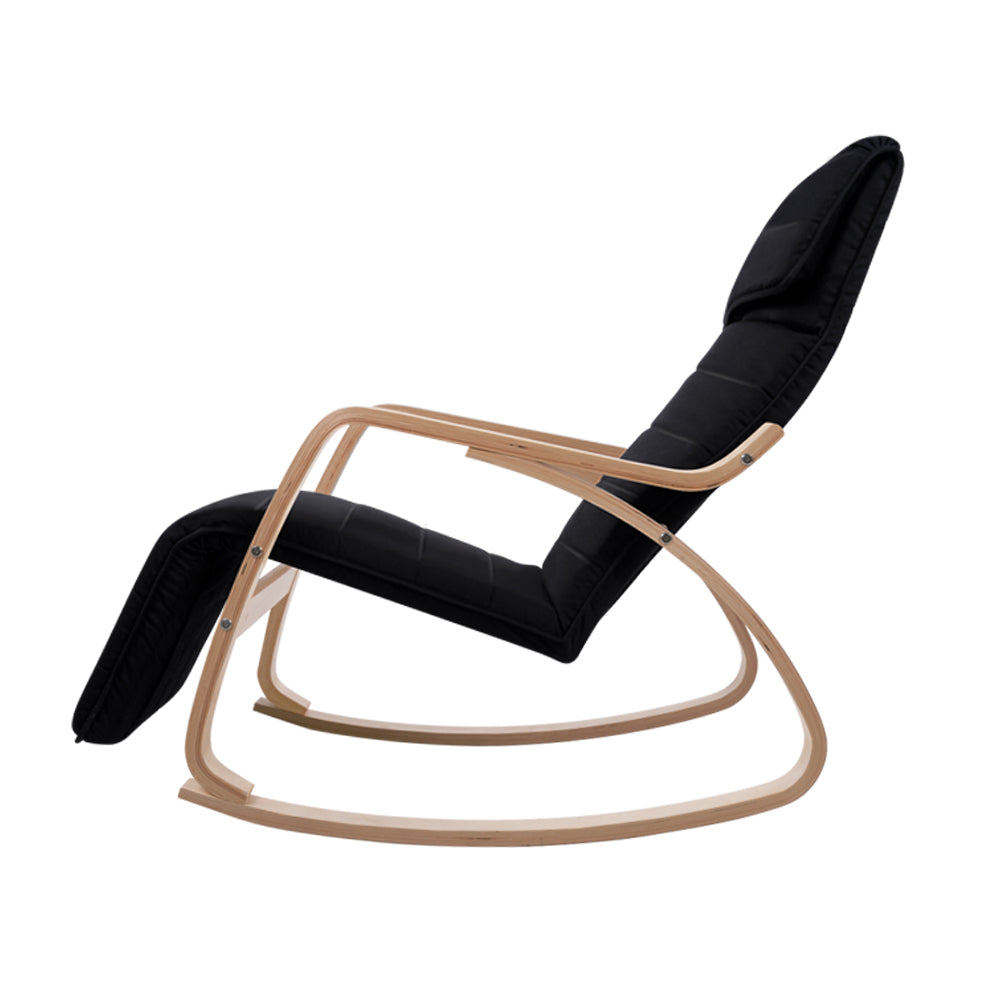 Arm Chairs & Recliners: Artiss Rocking Armchair Footrest Nursing Black Afton