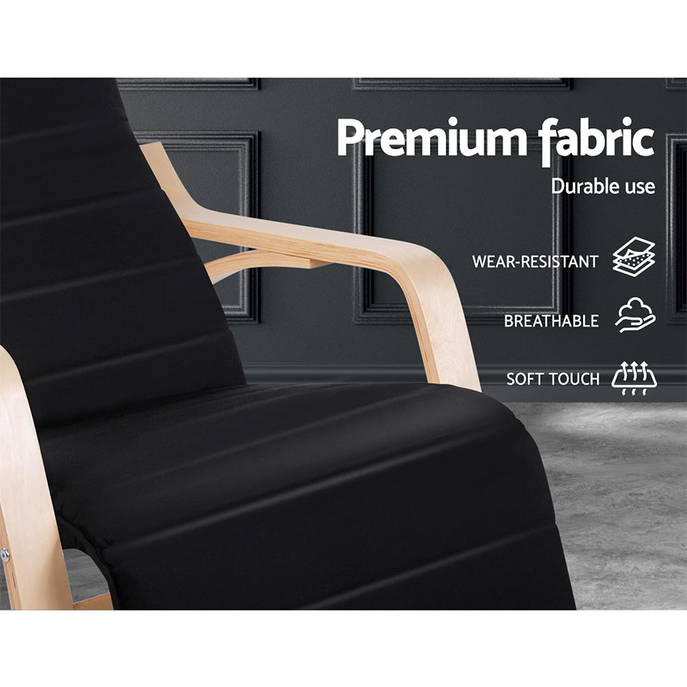 Arm Chairs & Recliners: Artiss Rocking Armchair Footrest Nursing Black Afton