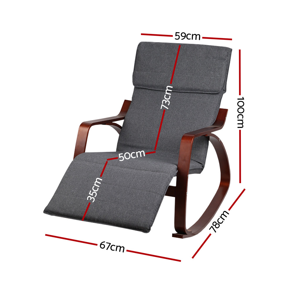 Arm Chairs & Recliners: Artiss Rocking Armchair Footrest Nursing Charcoal Afton