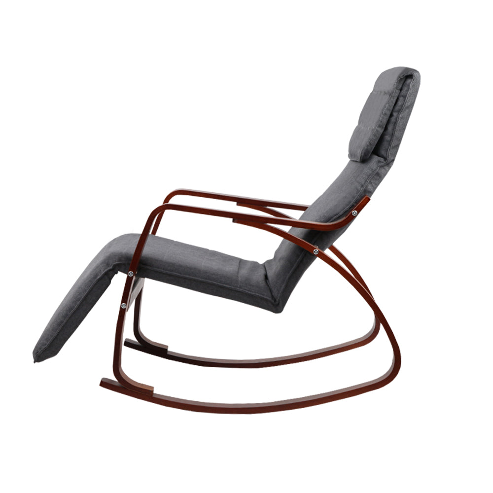 Arm Chairs & Recliners: Artiss Rocking Armchair Footrest Nursing Charcoal Afton