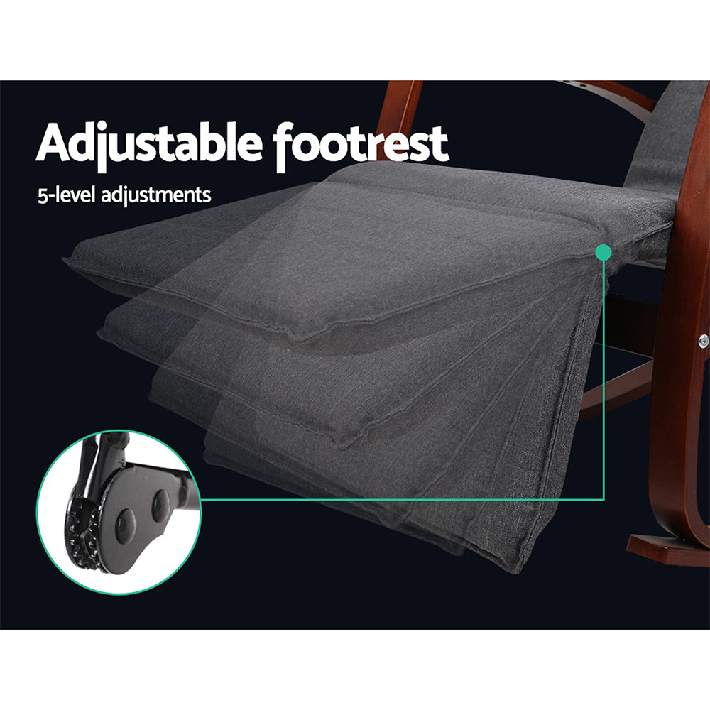 Arm Chairs & Recliners: Artiss Rocking Armchair Footrest Nursing Charcoal Afton