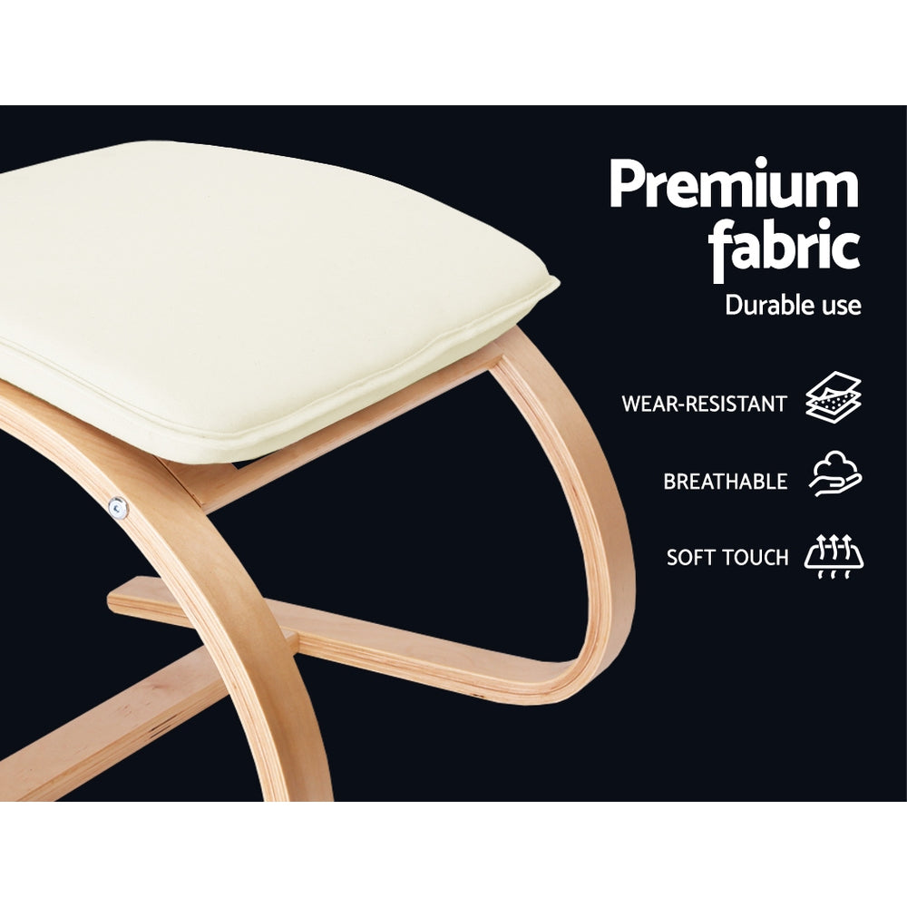 Arm Chairs & Recliners: Artiss Rocking Armchair Footstool Bentwood Beige