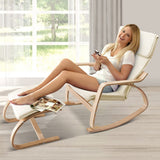 Artiss Rocking Armchair Bentwood Frame With Foot Stool Beige