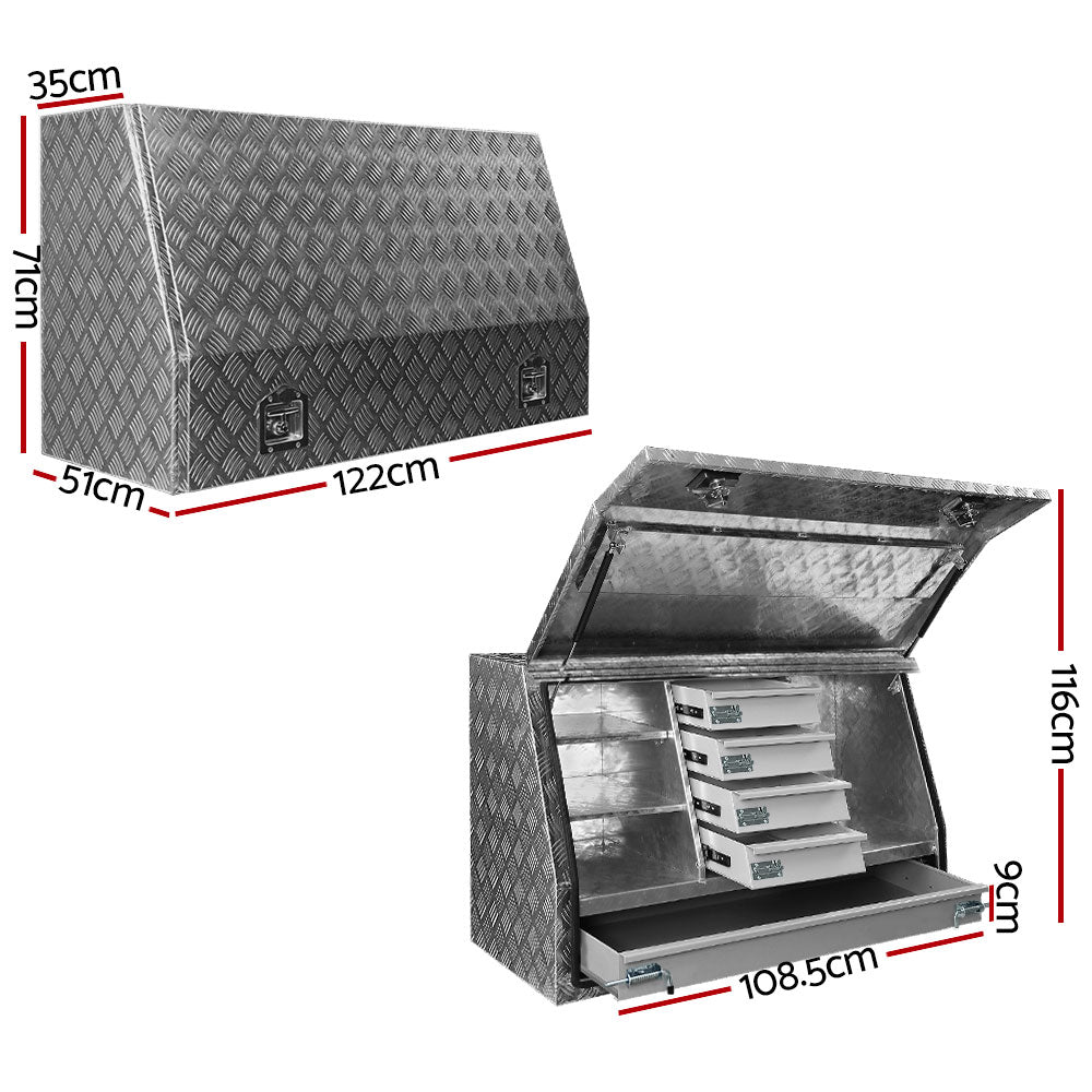 Tool Boxes: Giantz Aluminium Ute Tool Box Drawers Storage Truck Trailer Lock