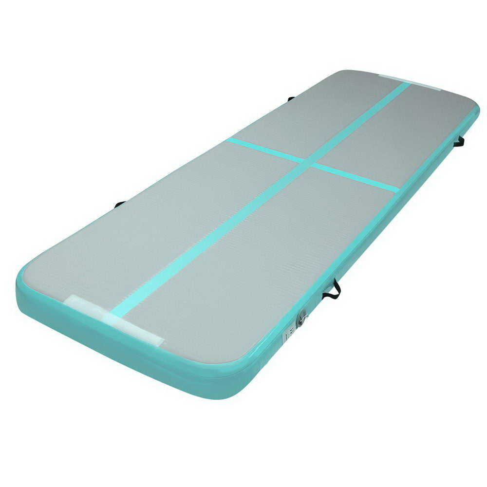 Gymnastics: Everfit 3m x 1m Air Track Mat Gymnastic Tumbling Mint Green and Grey