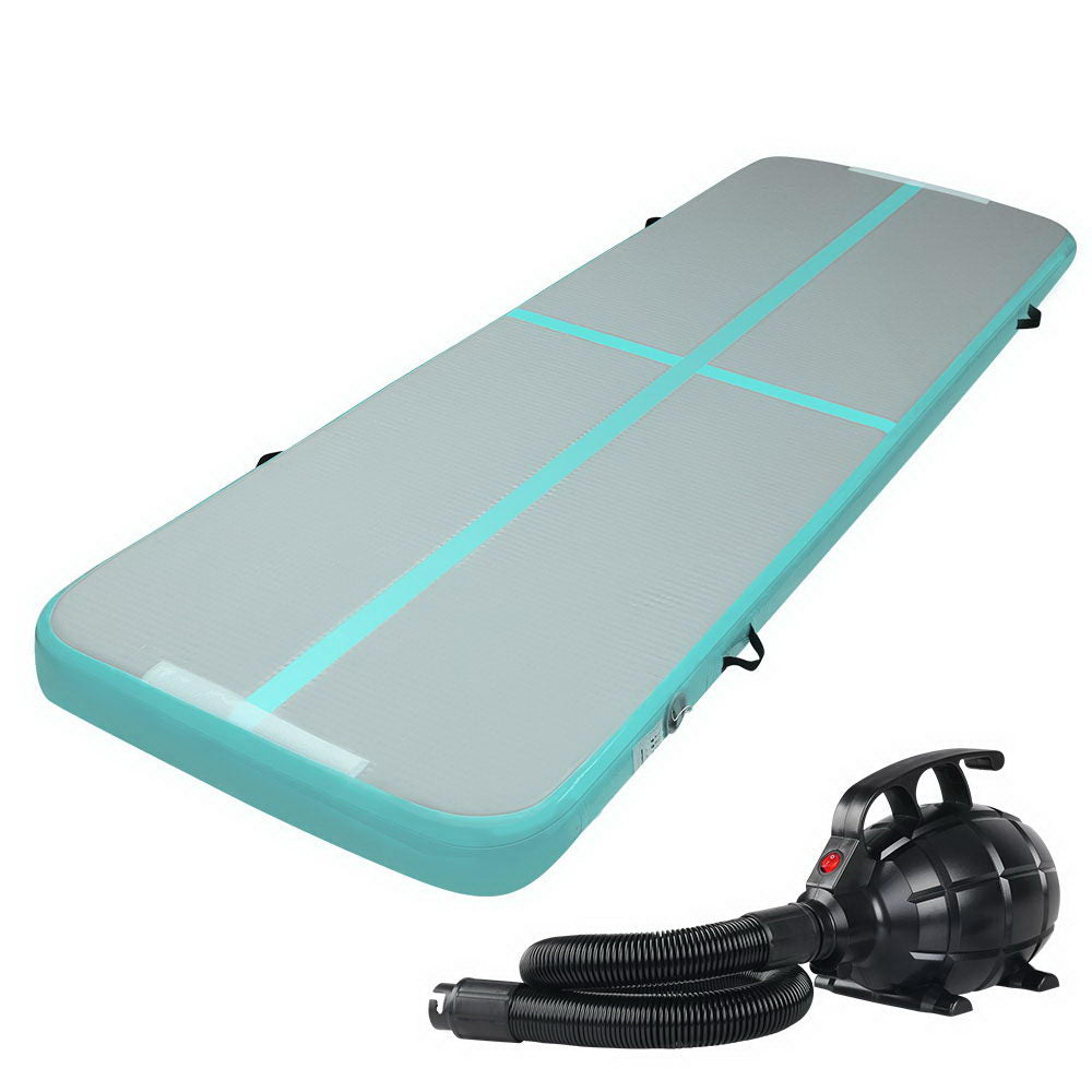 Gymnastics: Everfit GoFun 3X1M Inflatable Air Track Mat with Pump Tumbling Gymnastics Green