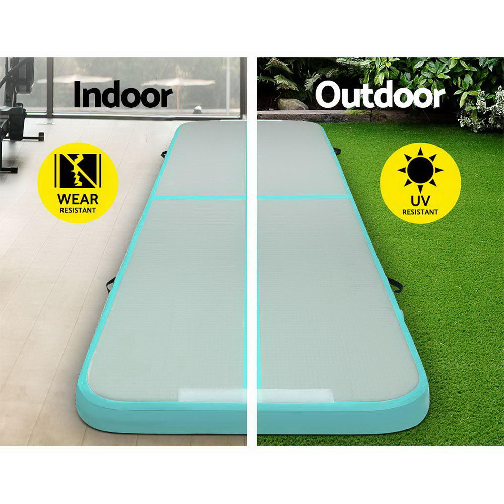 Gymnastics: Everfit GoFun 3X1M Inflatable Air Track Mat with Pump Tumbling Gymnastics Green
