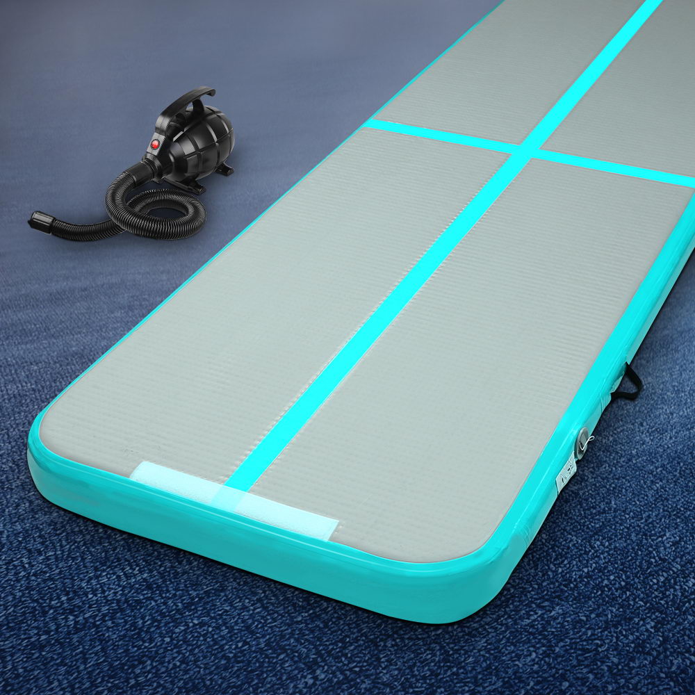 Gymnastics: Everfit GoFun 3X1M Inflatable Air Track Mat with Pump Tumbling Gymnastics Green