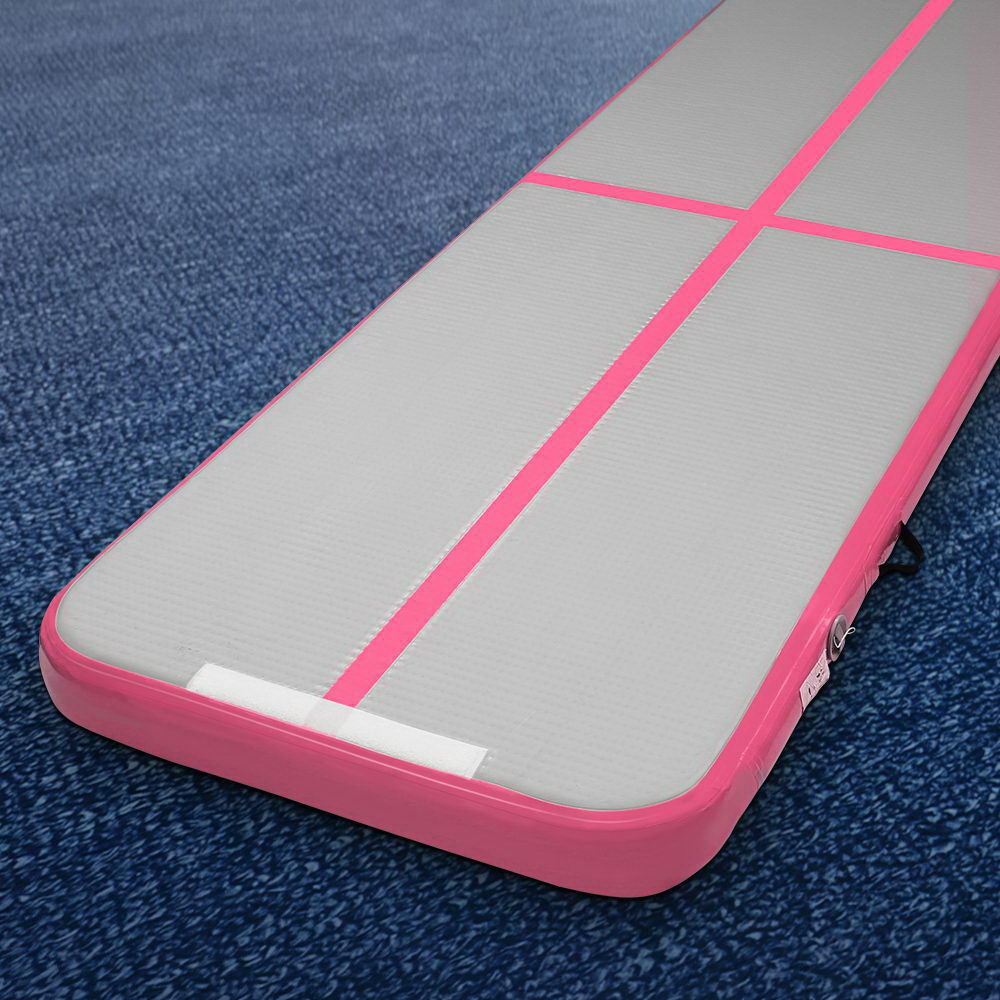 Gymnastics: Everfit 3m x 1m Air Track Mat Gymnastic Tumbling Pink and Grey