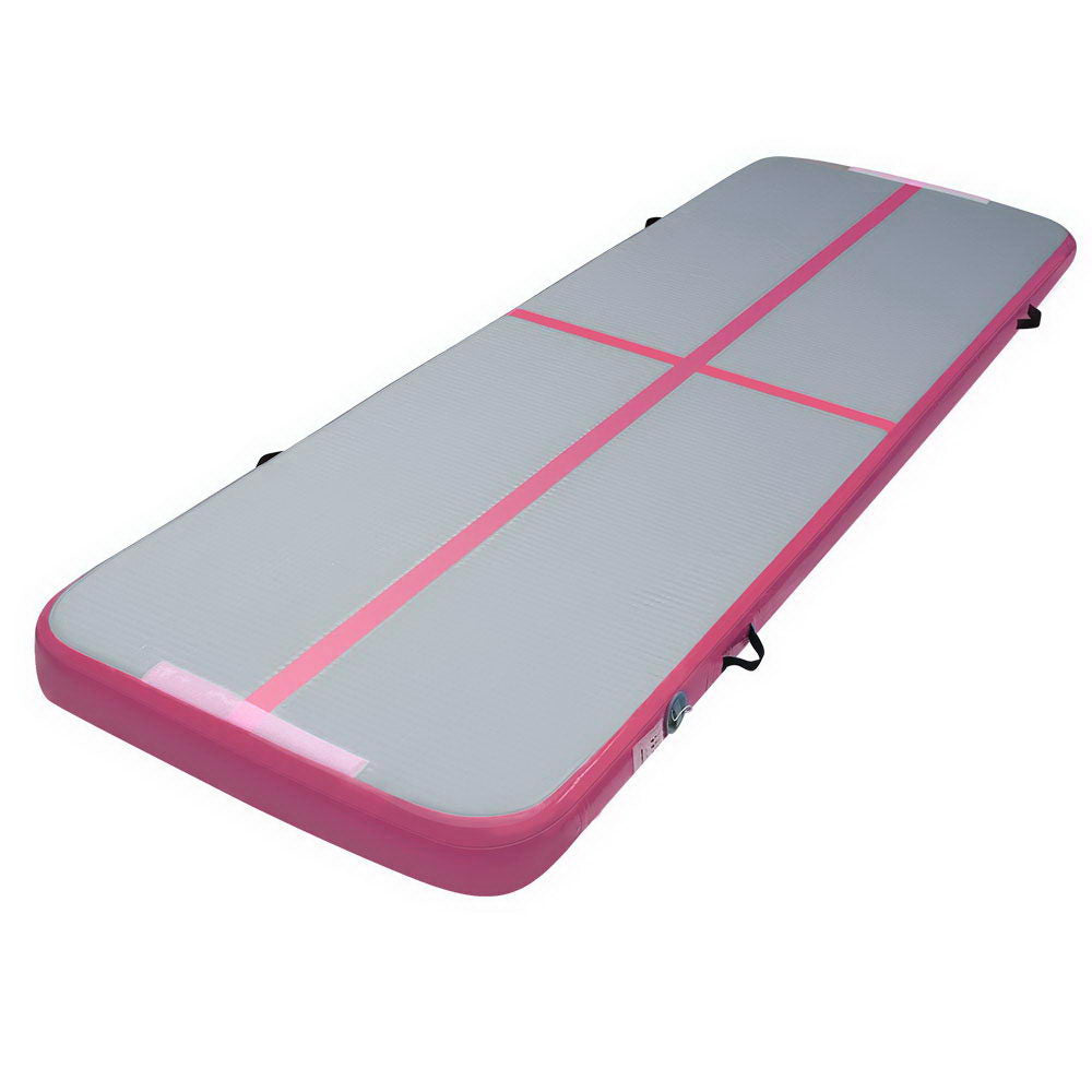 Gymnastics: Everfit 3m x 1m Air Track Mat Gymnastic Tumbling Pink and Grey