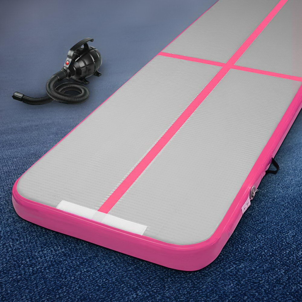 Gymnastics: Everfit GoFun 3X1M Inflatable Air Track Mat with Pump Tumbling Gymnastics Pink