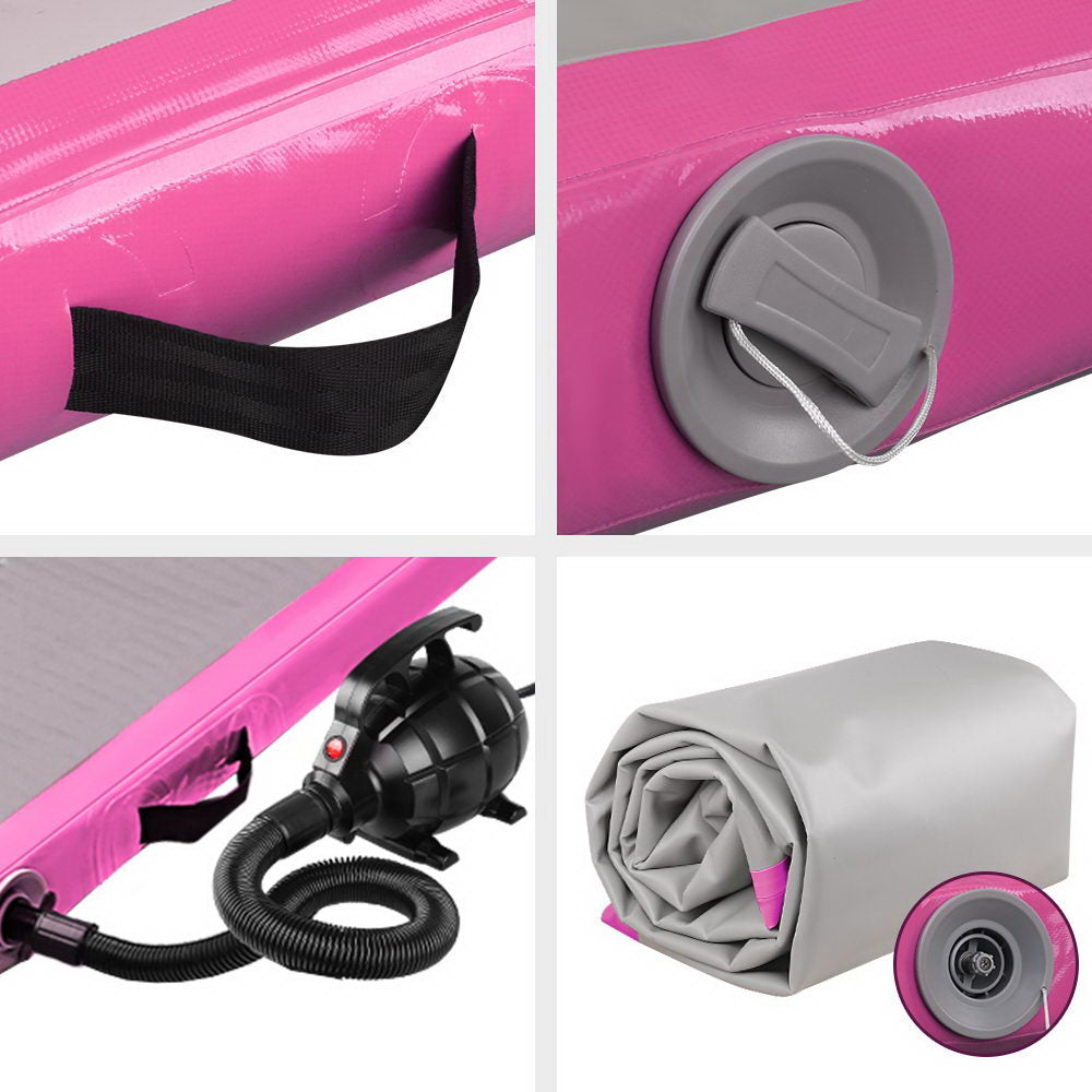 Gymnastics: Everfit GoFun 3X1M Inflatable Air Track Mat with Pump Tumbling Gymnastics Pink