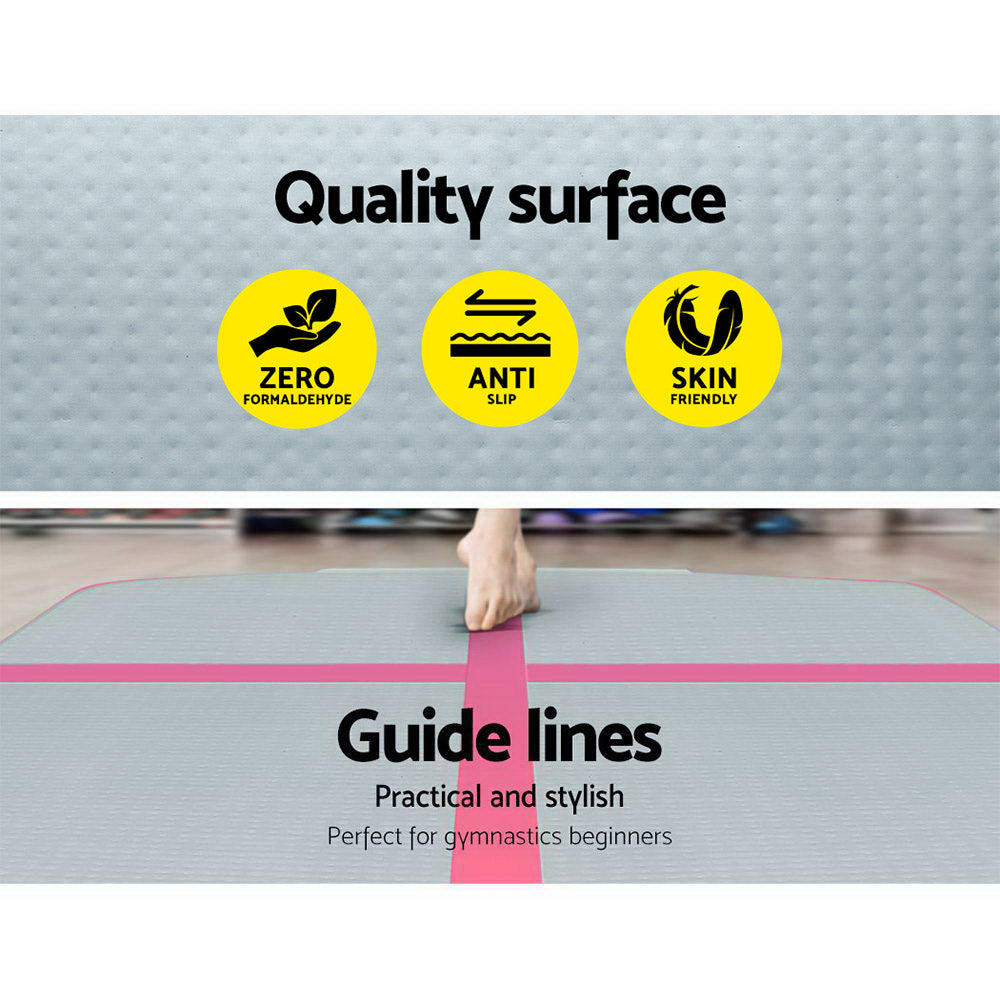 Gymnastics: Everfit GoFun 3X1M Inflatable Air Track Mat with Pump Tumbling Gymnastics Pink