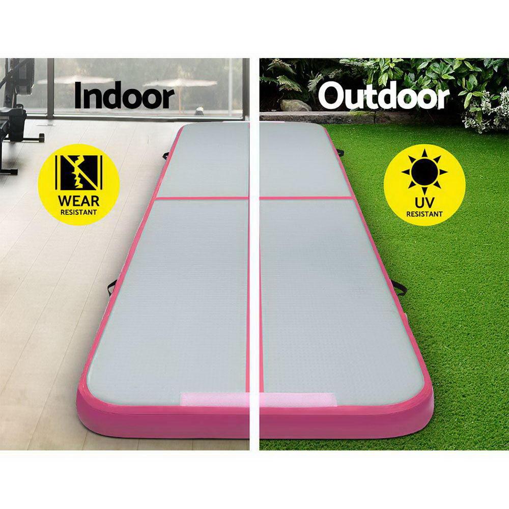 Gymnastics: Everfit GoFun 3X1M Inflatable Air Track Mat with Pump Tumbling Gymnastics Pink