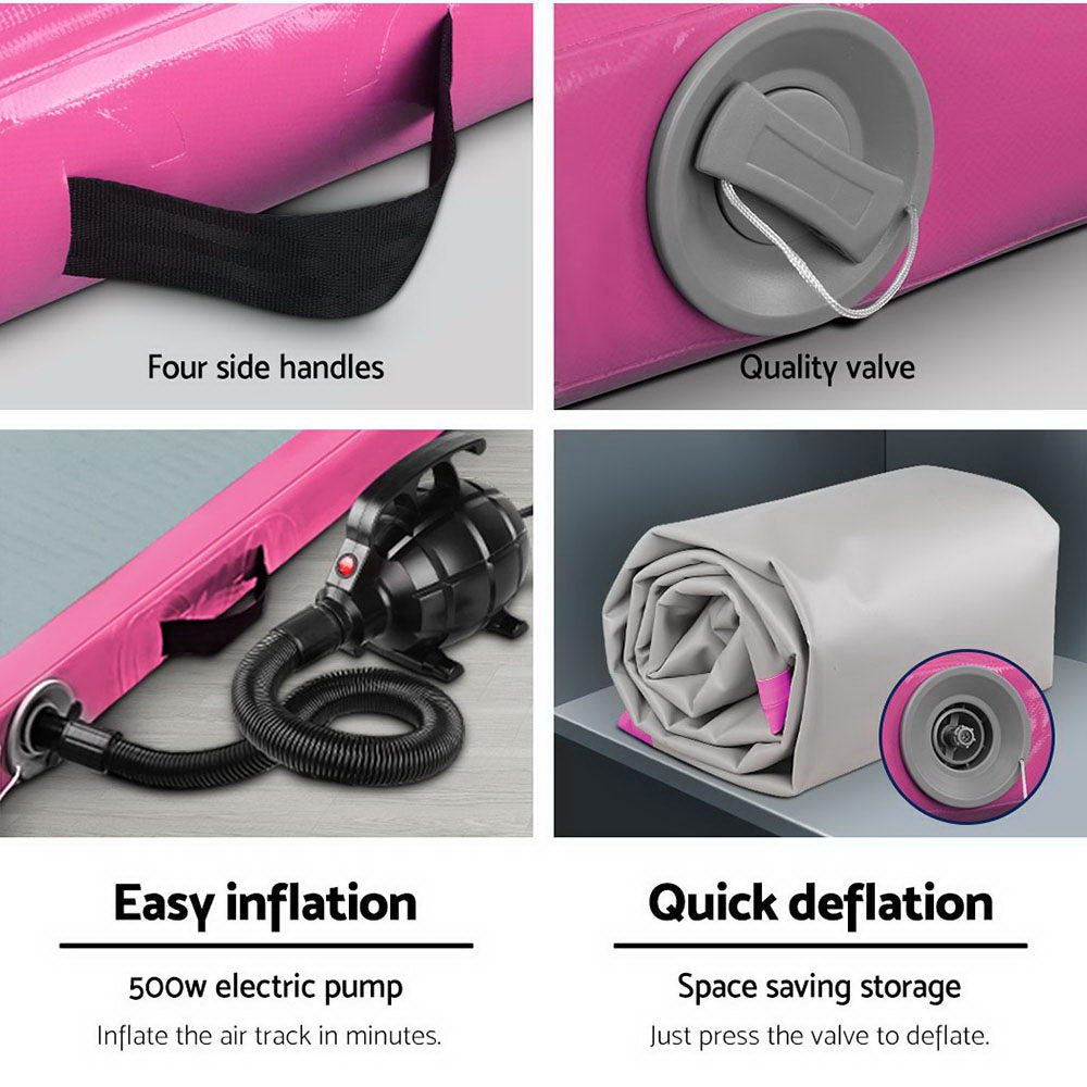Gymnastics: Everfit GoFun 3X1M Inflatable Air Track Mat with Pump Tumbling Gymnastics Pink