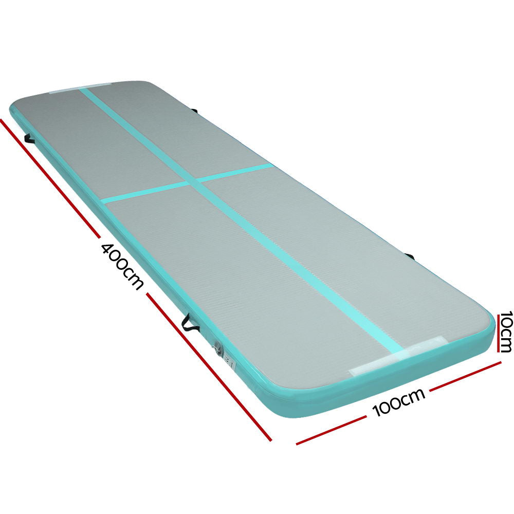 Gymnastics: Everfit GoFun 4X1M Inflatable Air Track Mat Tumbling Floor Home Gymnastics Green