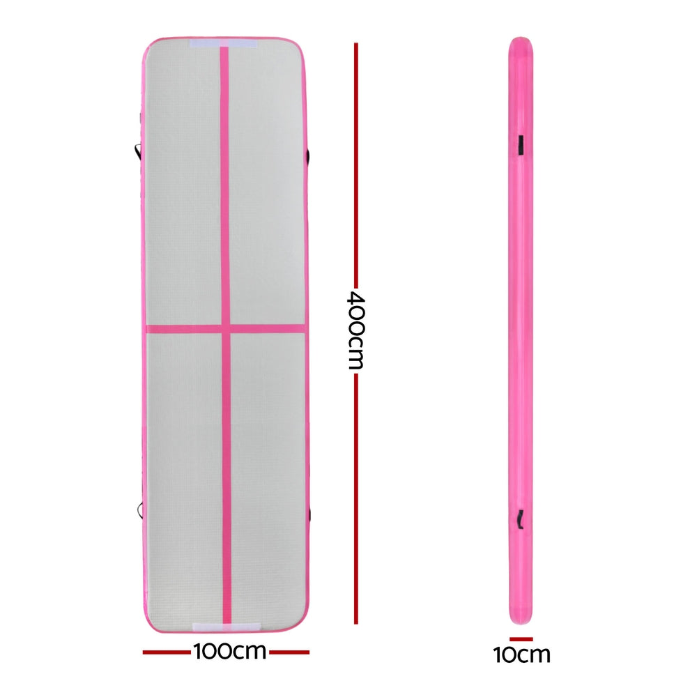 Gymnastics: Everfit 4M Air Track Gymnastics Tumbling Exercise Cheerleading Mat Inflatable Pink