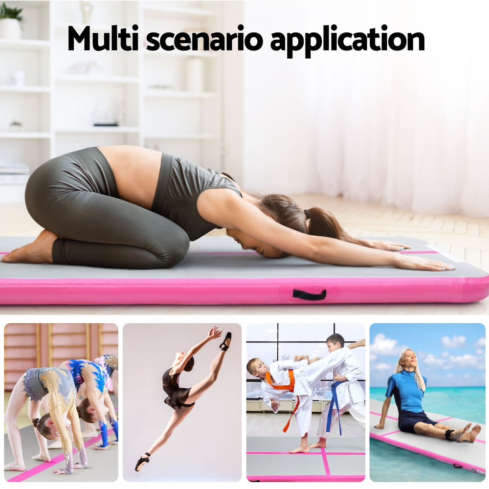 Gymnastics: Everfit 4M Air Track Gymnastics Tumbling Exercise Cheerleading Mat Inflatable Pink