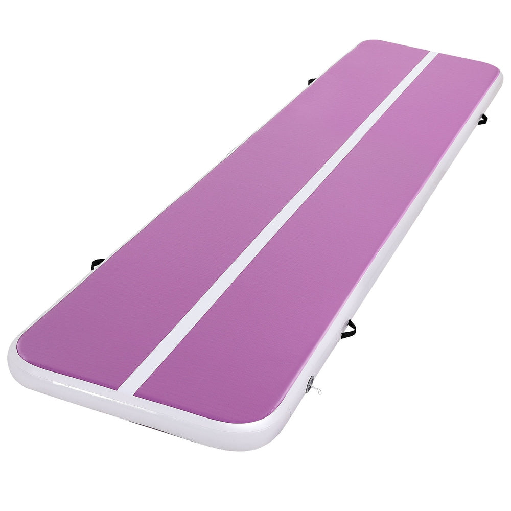 Gymnastics: Everfit 4M Air Track Gymnastics Tumbling Exercise Yoga Mat W/ Pump Inflatable Purple