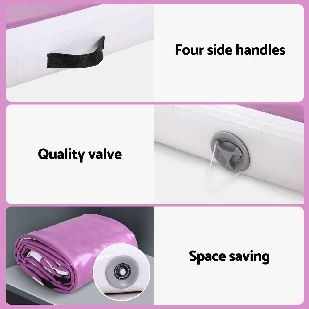 Gymnastics: Everfit 4M Air Track Gymnastics Tumbling Exercise Yoga Mat W/ Pump Inflatable Purple