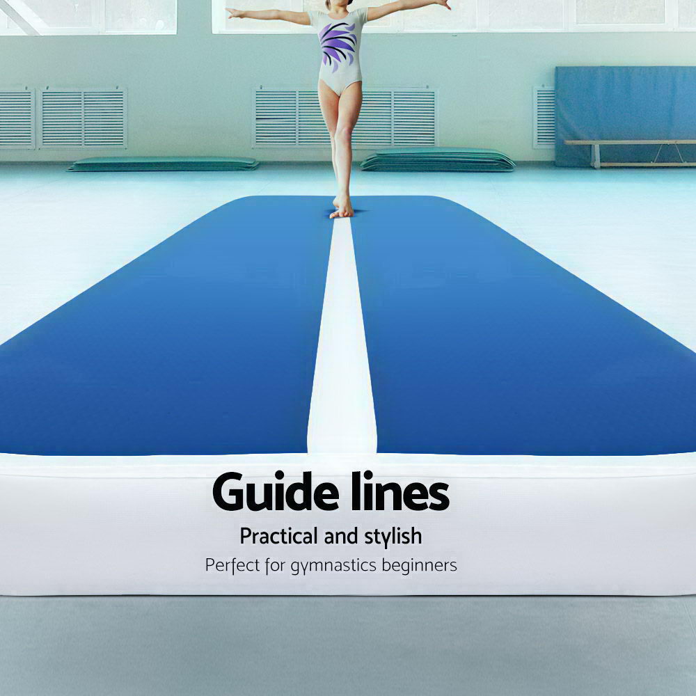 Gymnastics: Everfit 4X1M Inflatable Air Track Mat 20CM Thick with Pump Tumbling Gymnastics Blue