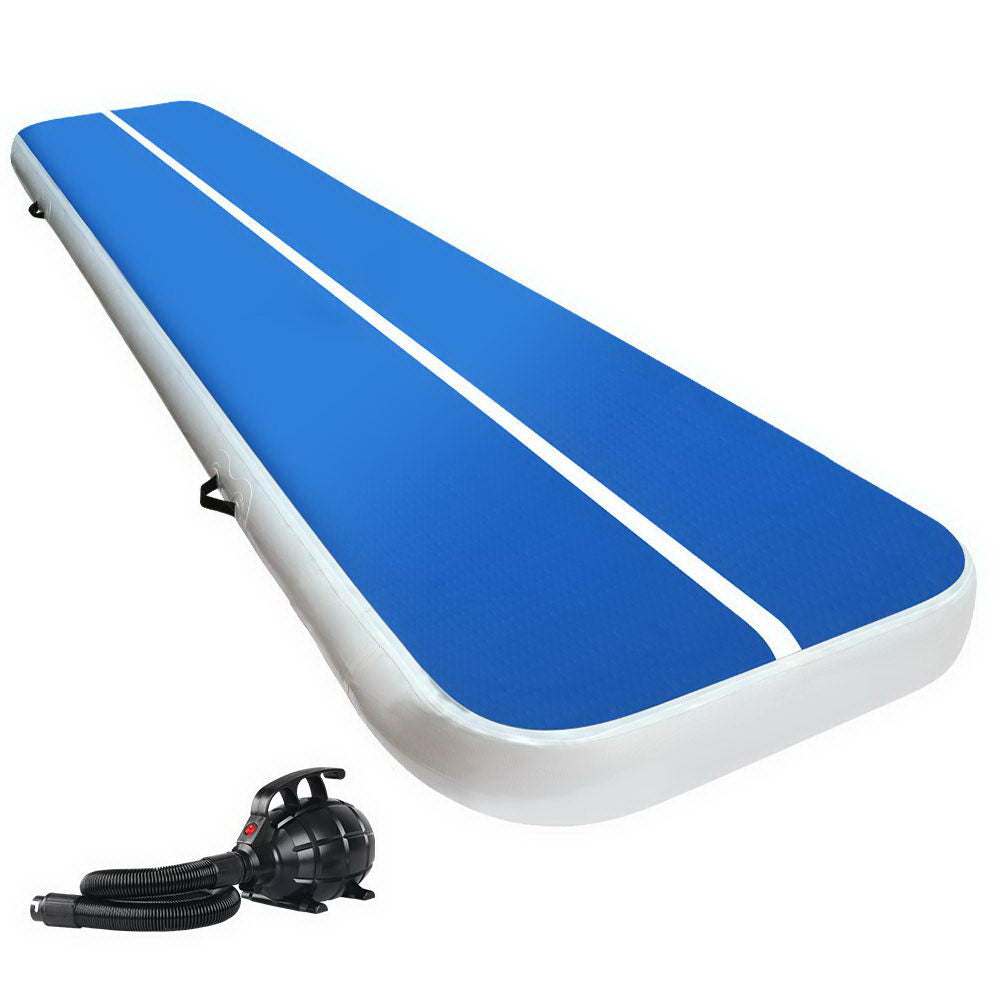 Gymnastics: Everfit 4X1M Inflatable Air Track Mat 20CM Thick with Pump Tumbling Gymnastics Blue
