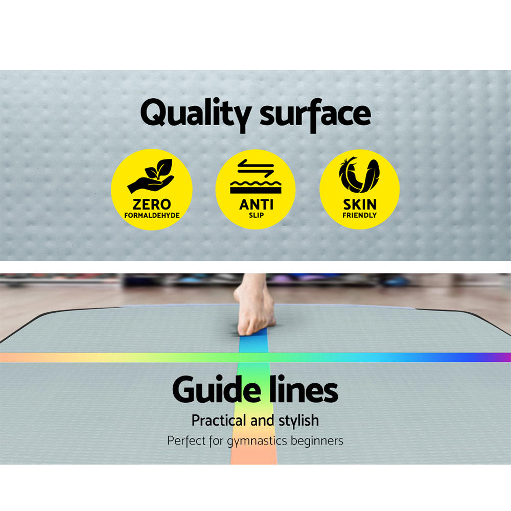 Gymnastics: Everfit 4M Air Track Gymnastics Tumbling Exercise Mat Inflatable Mats 20CM Thick + Pump