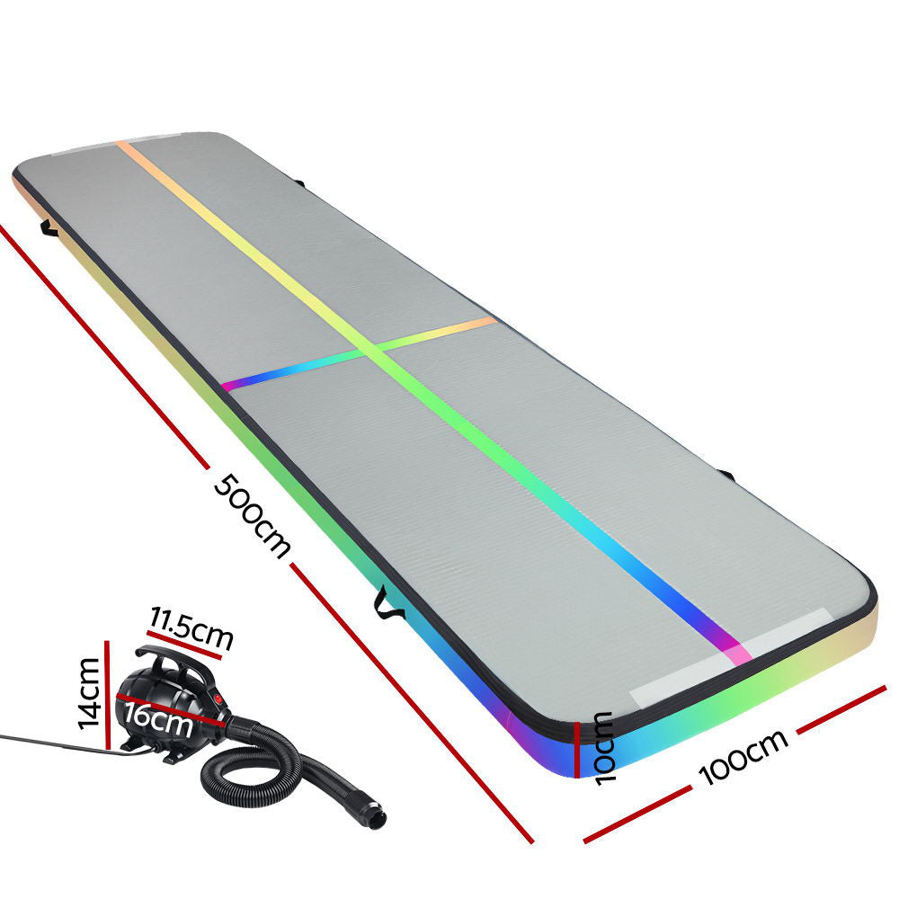 Gymnastics: Everfit 5M Air Track Gymnastics Tumbling Exercise Mat W/ Pump Inflatable Colour