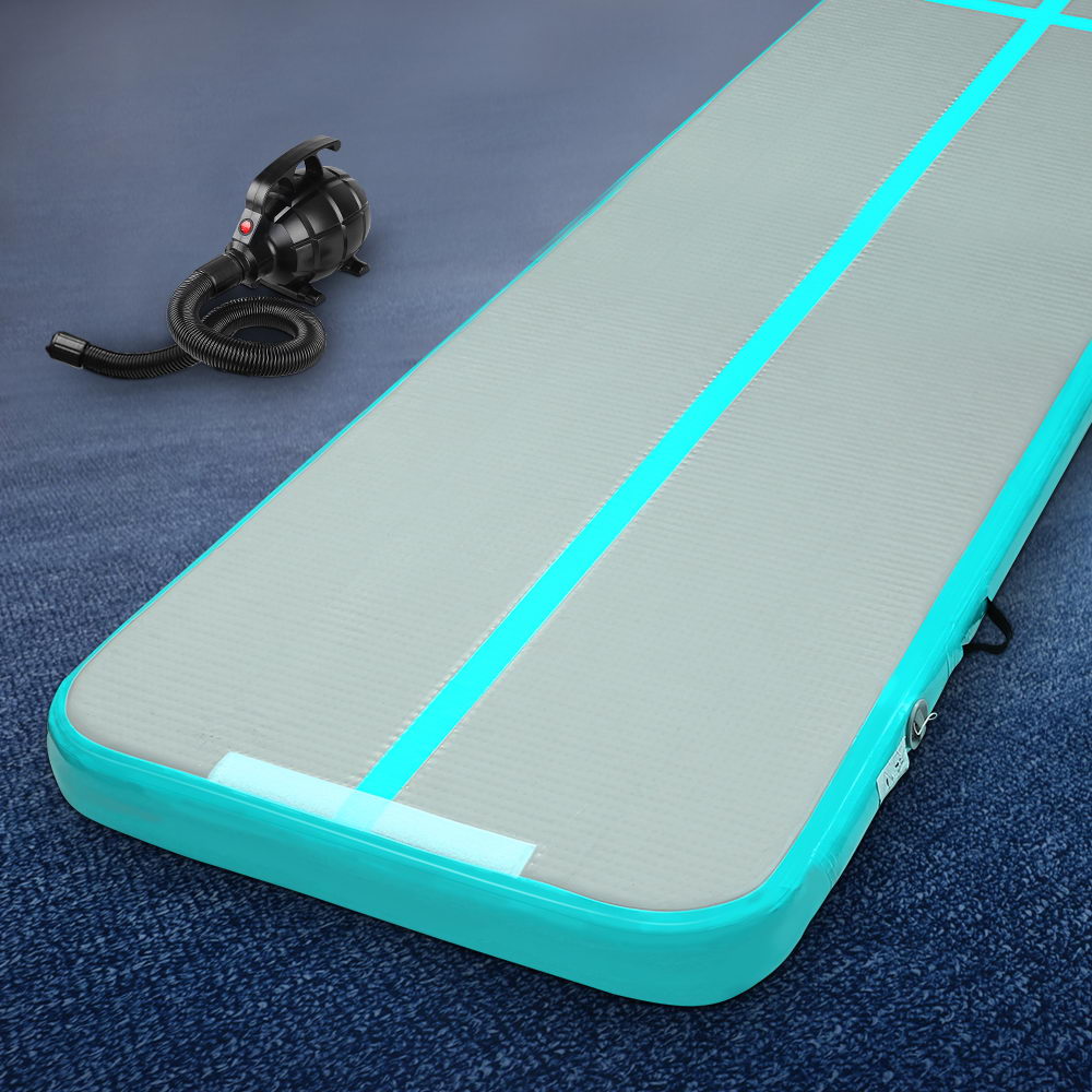 Gymnastics: Everfit GoFun 5X1M Inflatable Air Track Mat with Pump Tumbling Gymnastics Green