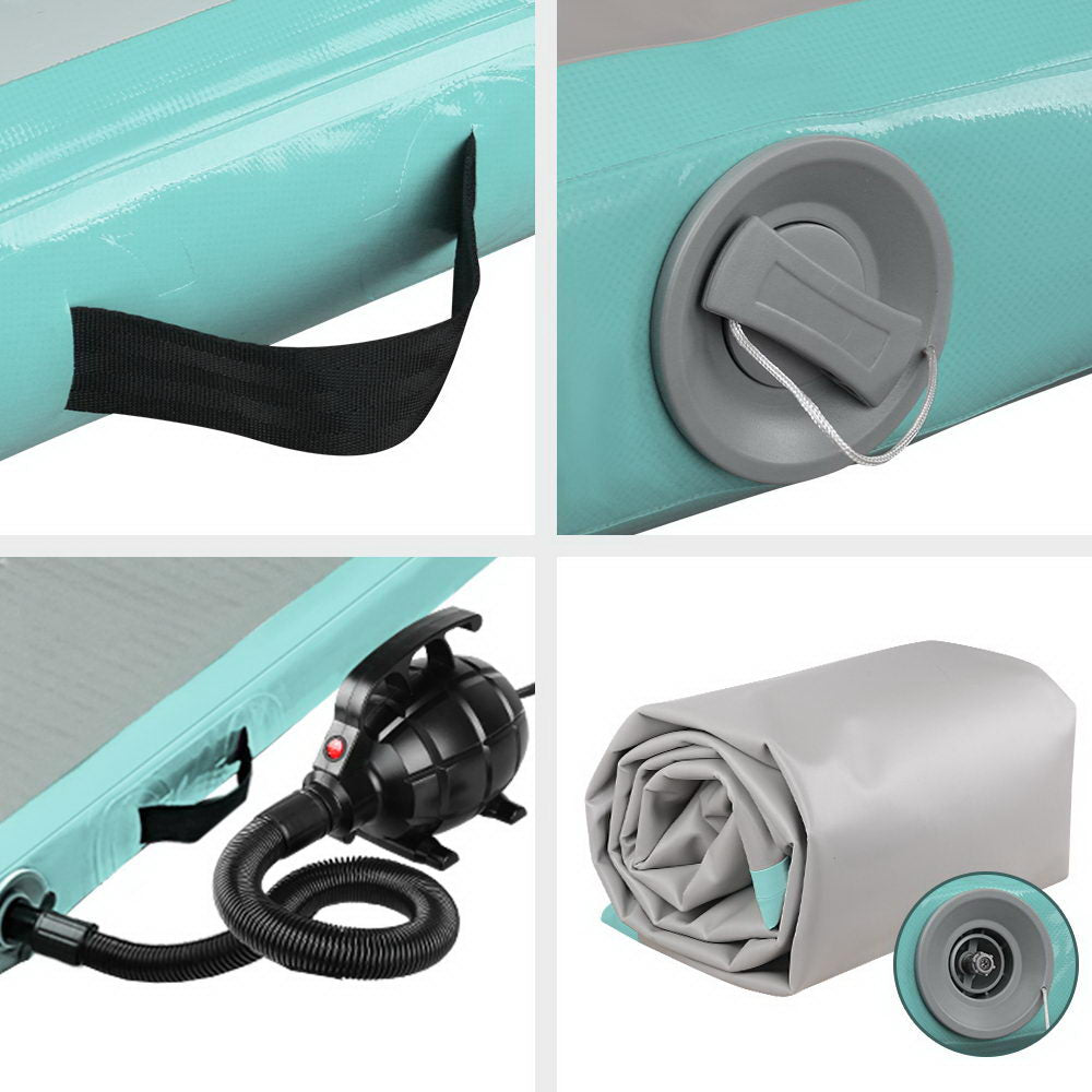 Gymnastics: Everfit GoFun 5X1M Inflatable Air Track Mat with Pump Tumbling Gymnastics Green