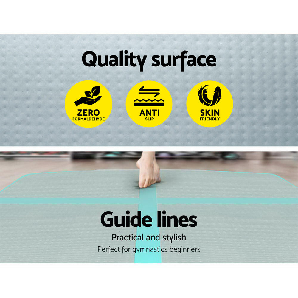 Gymnastics: Everfit GoFun 5X1M Inflatable Air Track Mat with Pump Tumbling Gymnastics Green