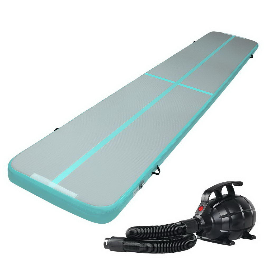 Gymnastics: Everfit GoFun 5X1M Inflatable Air Track Mat with Pump Tumbling Gymnastics Green