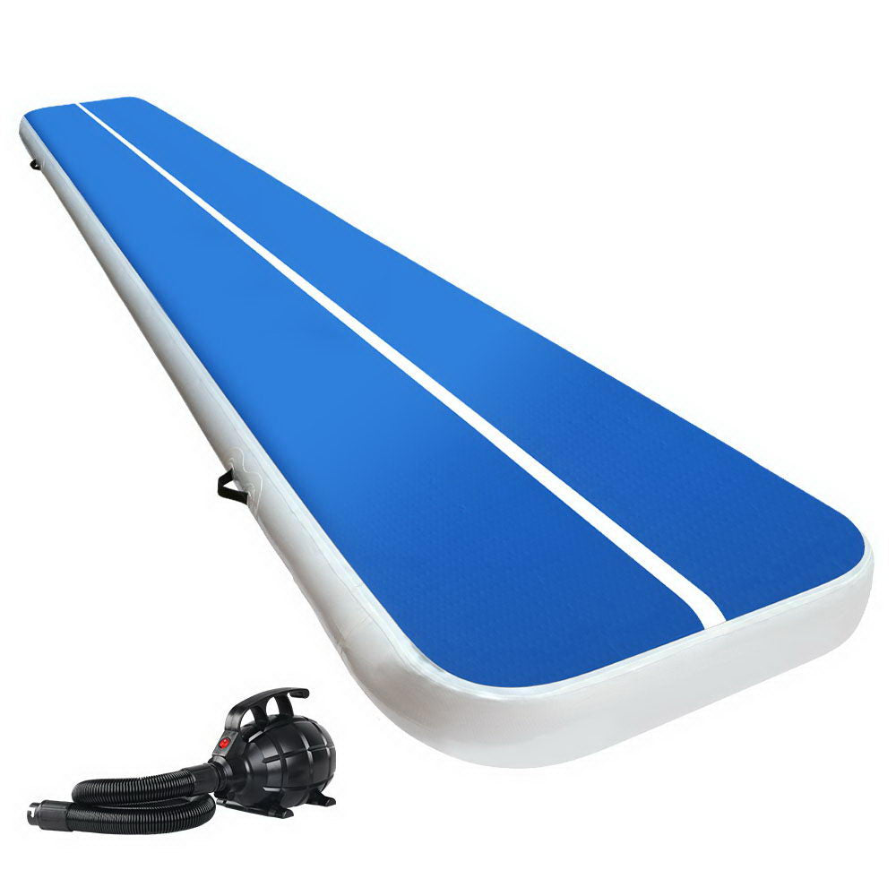 Gymnastics: Everfit 5X1M Inflatable Air Track Mat 20CM Thick with Pump Tumbling Gymnastics Blue