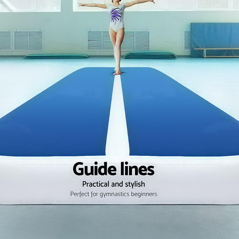 Gymnastics: Everfit 6X1M Inflatable Air Track Mat 20CM Thick with Pump Tumbling Gymnastics Blue