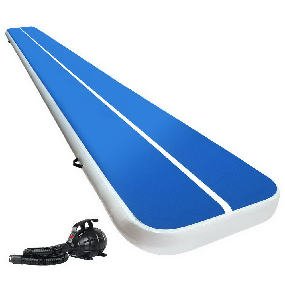 Gymnastics: Everfit 6X1M Inflatable Air Track Mat 20CM Thick with Pump Tumbling Gymnastics Blue