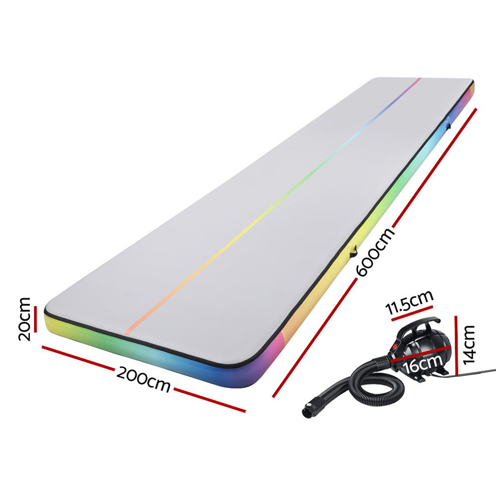 Gymnastics: Everfit 6M Air Track Mat Inflatable Gymnastics Tumbling Mat W/ Pump Colourful