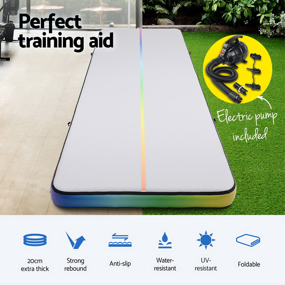 Gymnastics: Everfit 6M Air Track Mat Inflatable Gymnastics Tumbling Mat W/ Pump Colourful