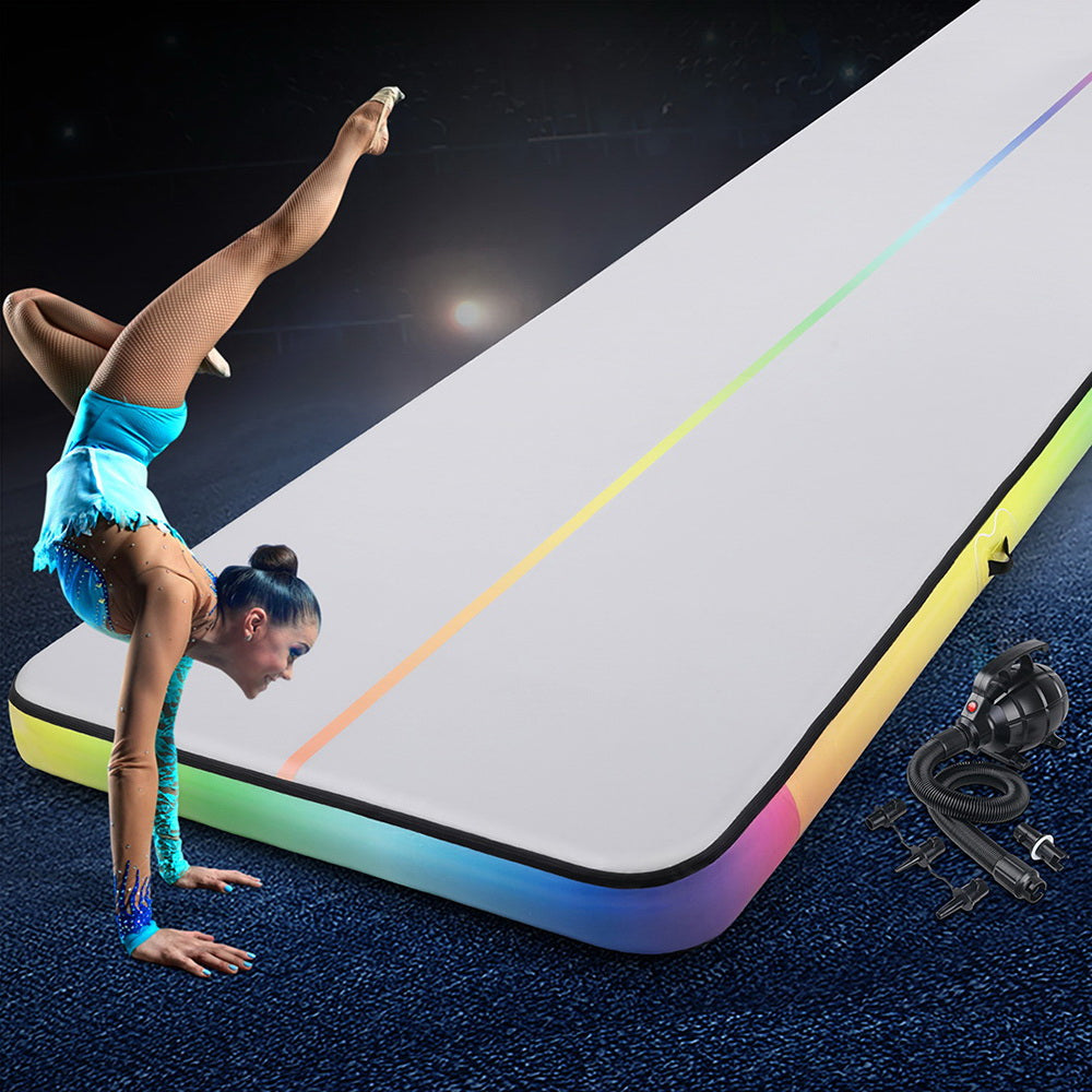 Gymnastics: Everfit 6M Air Track Mat Inflatable Gymnastics Tumbling Mat W/ Pump Colourful