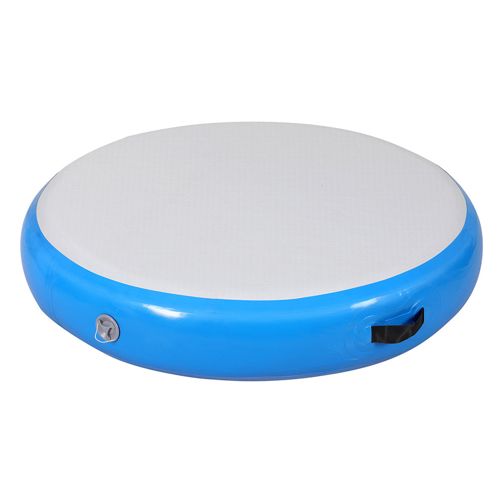 Gymnastics: Everfit 1m Air Track Spot Inflatable Gymnastics Tumbling Mat Round Blue