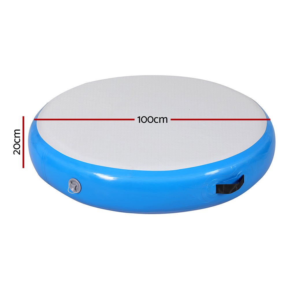 Gymnastics: Everfit 1m Air Track Spot Inflatable Gymnastics Tumbling Mat Round Blue