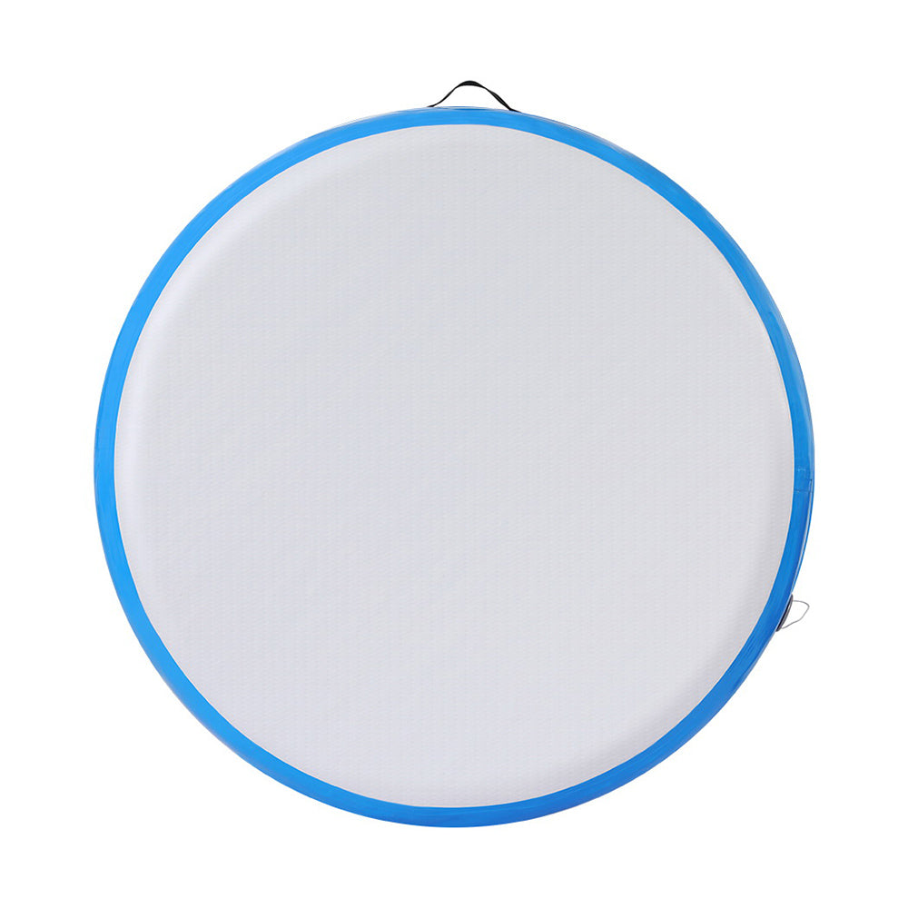 Gymnastics: Everfit 1m Air Track Spot Inflatable Gymnastics Tumbling Mat Round W/ Pump Blue