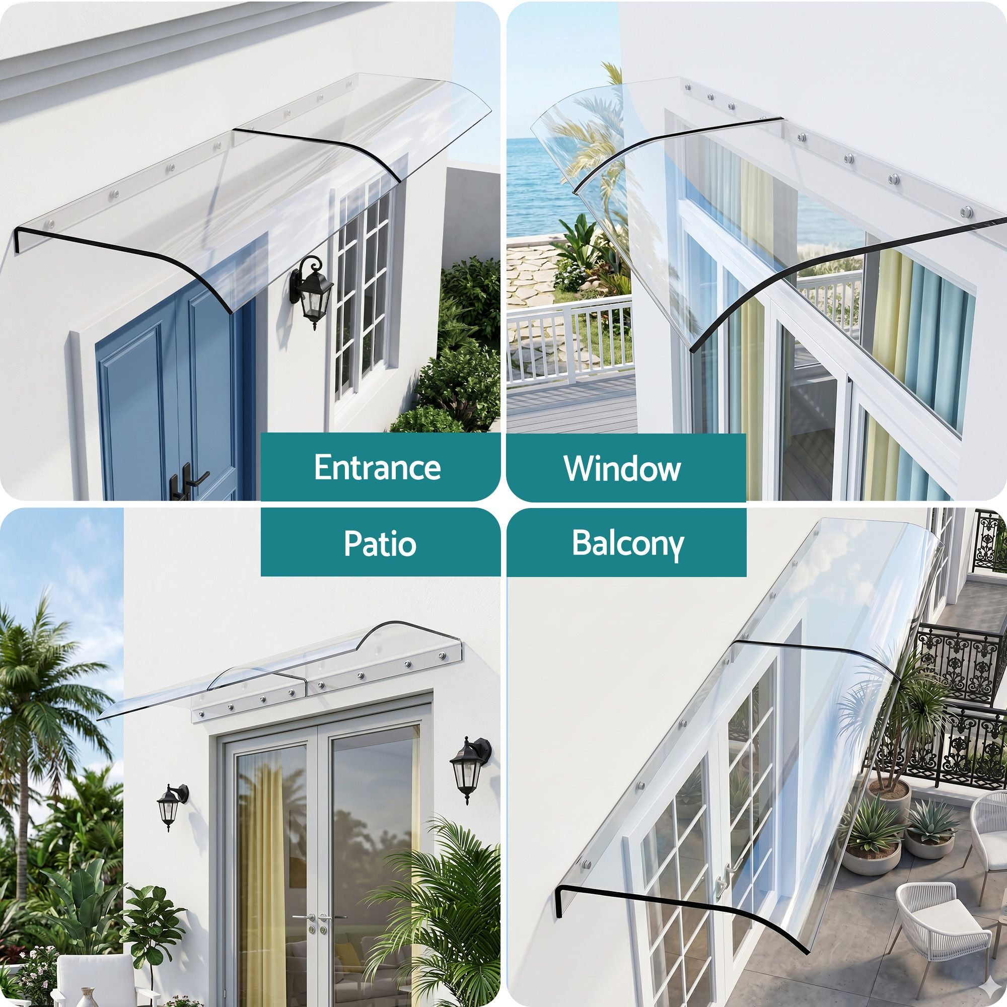 Instahut Window Door Awning 0.4mx2m Transparent